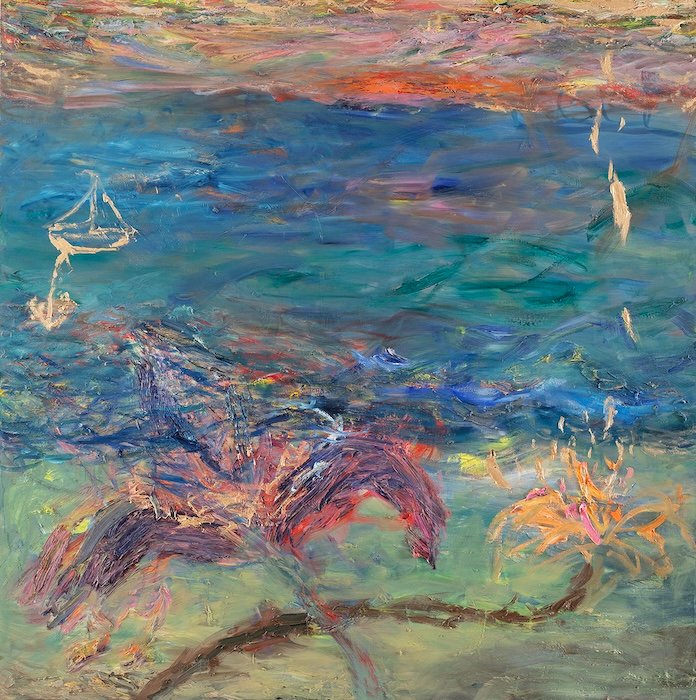 Golden Boat — 160 × 160 cm, oil on canvas, 2025