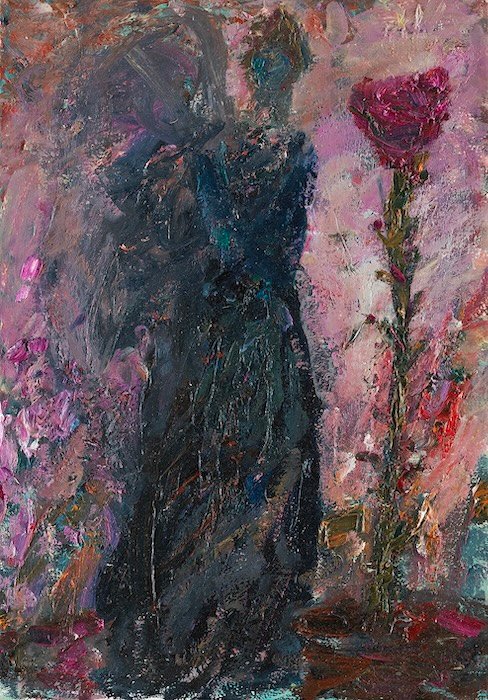 Guardian of the Rose — 40 × 28 cm, oil on canvas, 2025