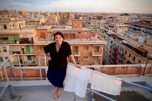 Nanna Susi on the roof of the roof of her Roman home, 2020